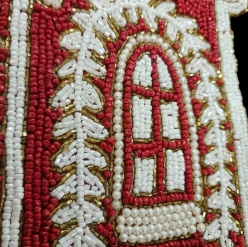 Beaded Gingerbread House Christmas Placemat Centerpiece Charger Alpine Chalet